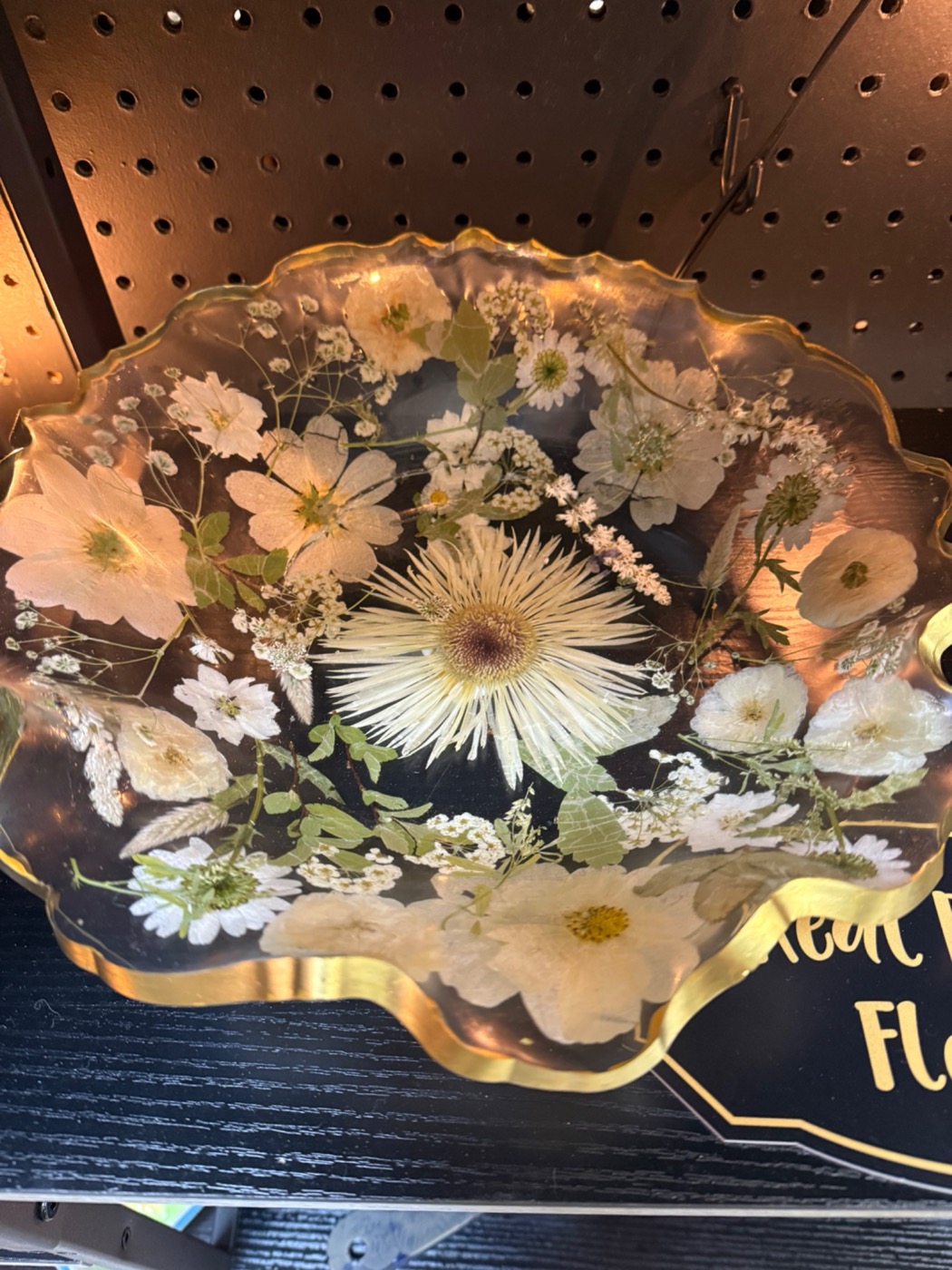 Gold-rim wildflower resin bowl