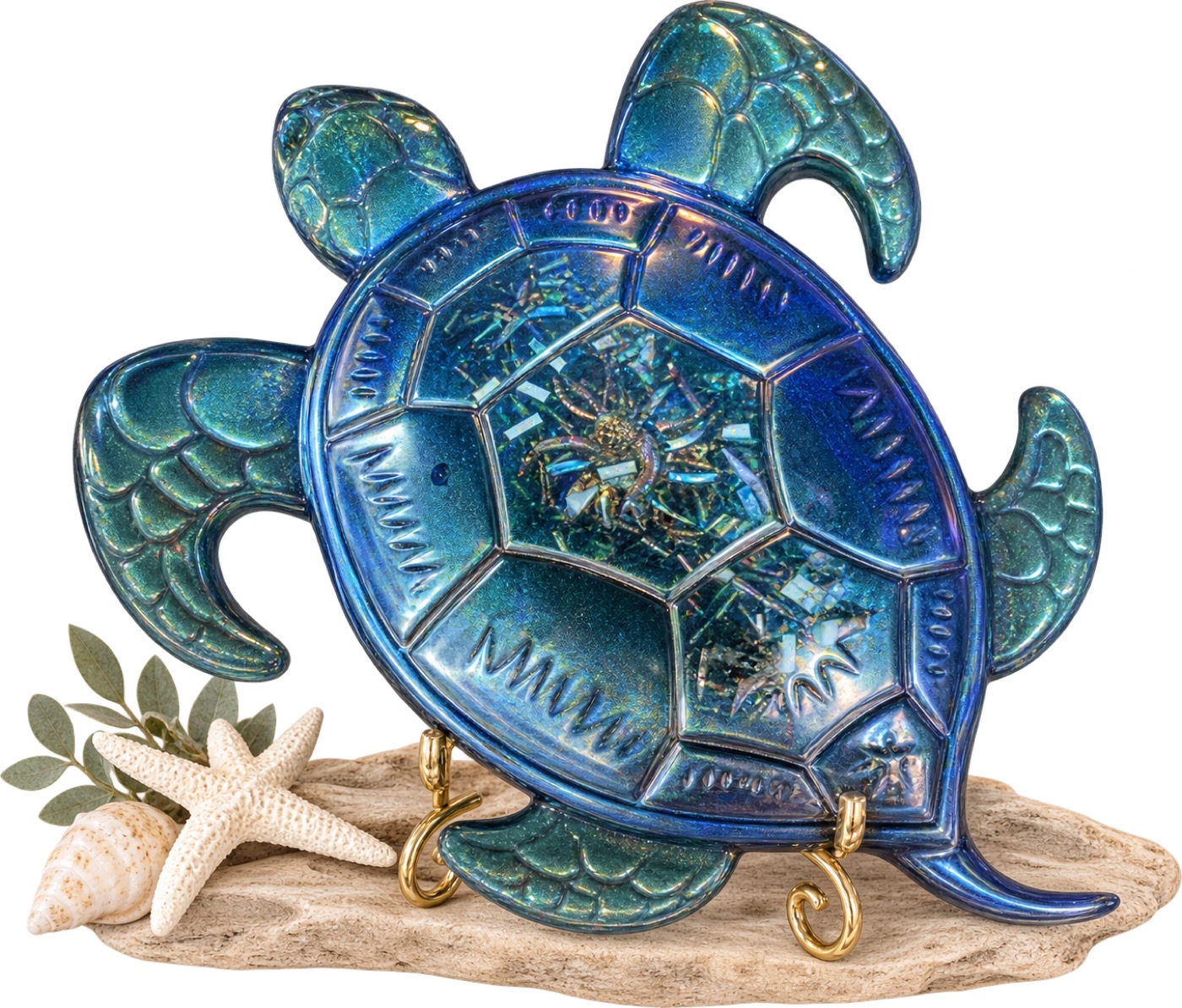 Sea Turtle — layered blue-green resin accent